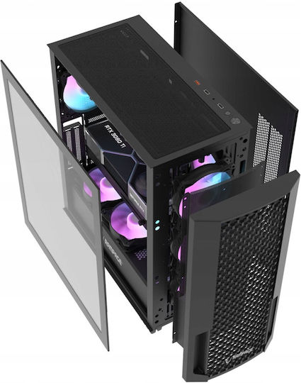 Rampage Shelob Gaming Midi Tower Κουτί Υπολογιστή με Πλαϊνό Παράθυρο και RGB Φωτισμό Μαύρο - Image 3