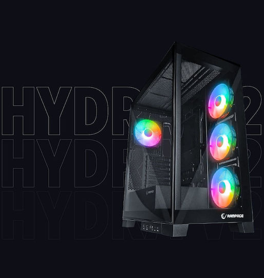 Rampage Hydra V2 Gaming Midi Tower Κουτί Υπολογιστή με Πλαϊνό Παράθυρο Μαύρο - Image 7