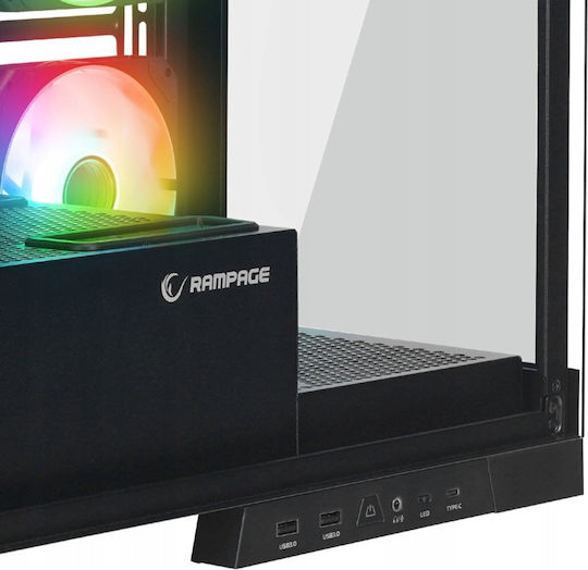 Rampage Hydra V2 Gaming Midi Tower Κουτί Υπολογιστή με Πλαϊνό Παράθυρο Μαύρο - Image 5