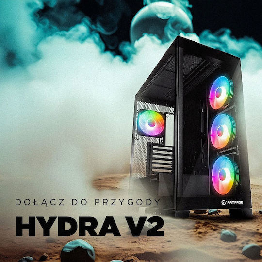 Rampage Hydra V2 Gaming Midi Tower Κουτί Υπολογιστή με Πλαϊνό Παράθυρο Μαύρο - Image 6