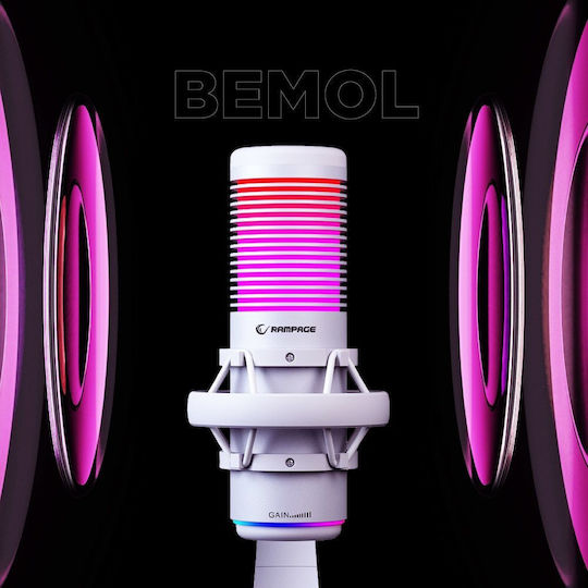 Rampage Bemol RGB Μικρόφωνο Επιτραπέζιο σε Λευκό Χρώμα - Image 9