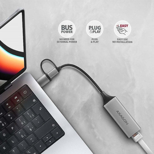Axagon ADE-TXCA USB-C Αντάπτορας Δικτύου για Ενσύρματη σύνδεση Ethernet - Image 7