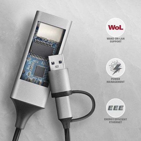 Axagon ADE-TXCA USB-C Αντάπτορας Δικτύου για Ενσύρματη σύνδεση Ethernet - Image 6