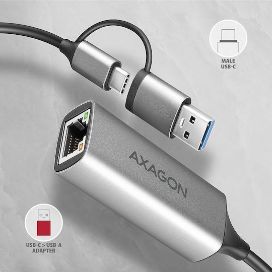 Axagon ADE-TXCA USB-C Αντάπτορας Δικτύου για Ενσύρματη σύνδεση Ethernet - Image 9
