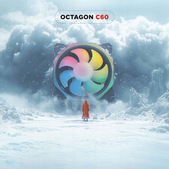 Rampage Octagon C60 Ψύκτρα Επεξεργαστή Διπλού Ανεμιστήρα για Socket 1700/AM5 με ARGB Φωτισμό - Image 6