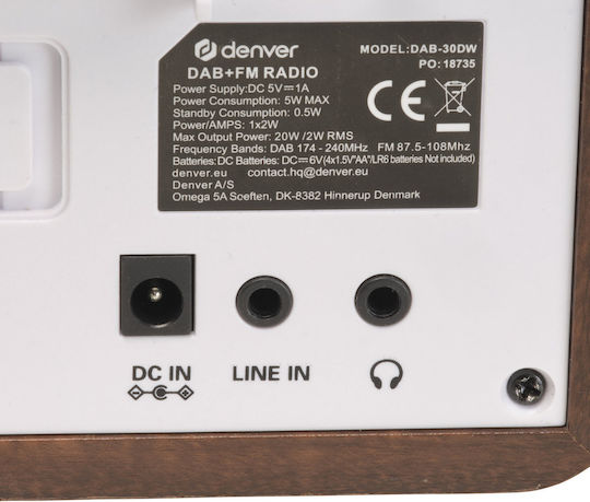 Denver DAB-30DW Επιτραπέζιο Ραδιόφωνο Ρεύματος DAB+ Dark Wood - Image 2