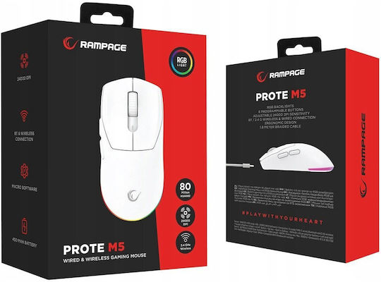Rampage Prote M5 Ασύρματο RGB Gaming Ποντίκι 24000 DPI Λευκό - Image 7