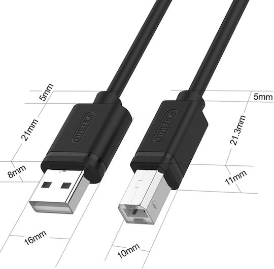 Unitek USB 2.0 Cable USB-A male - USB-B male Μαύρο 2m Y-C4001GBK - Image 5