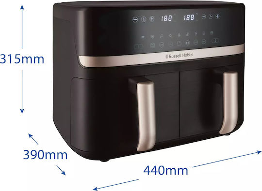 Russell Hobbs Satisfry Air Fryer με Διπλό Αποσπώμενο Κάδο 9lt Μαύρο - Image 7