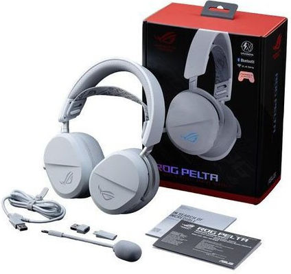 Asus ROG Pelta Ασύρματο Over Ear Gaming Headset με σύνδεση Bluetooth / USB Λευκό - Image 2
