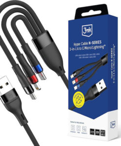 Alternative view of 3MK USB to Lightning / Type-C / micro USB Cable Μαύρο 1.2m