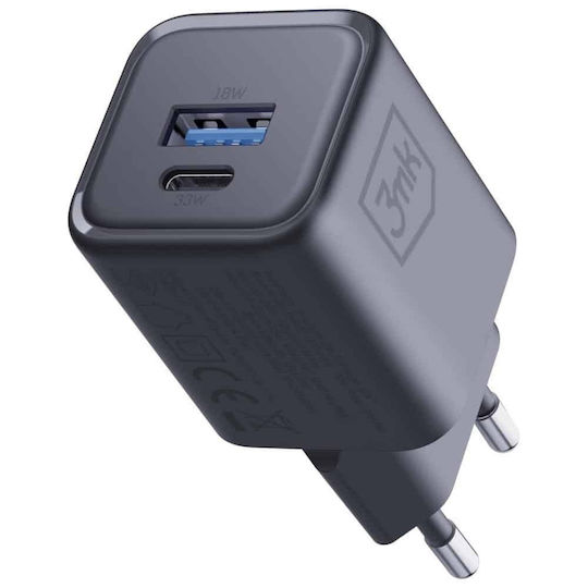 3MK Φορτιστής Χωρίς Καλώδιο GaN με Θύρα USB-A και Θύρα USB-C 33W Power Delivery Μαύρος (Hyper) - Image 7