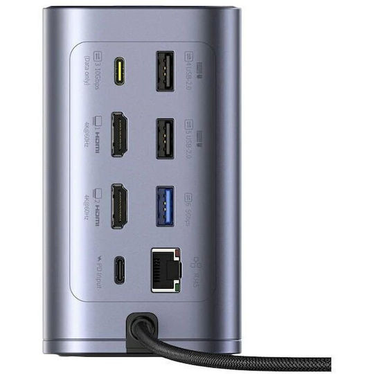 Baseus NU1 Air Spacemate USB-C Docking Station με HDMI 4K PD Ethernet Γκρι - Image 5