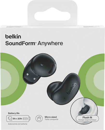 Belkin SoundForm Anywhere Earbud Bluetooth Handsfree Ακουστικά με Αντοχή στον Ιδρώτα και Θήκη Φόρτισης Μαύρα - Image 8