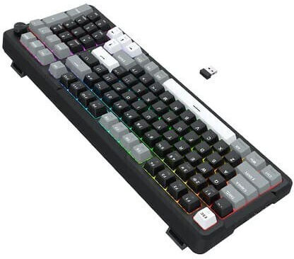 Redragon K742 Ασύρματο Gaming Μηχανικό Πληκτρολόγιο 98% με Custom Linear διακόπτες και RGB φωτισμό (International English) Creamy - Image 2