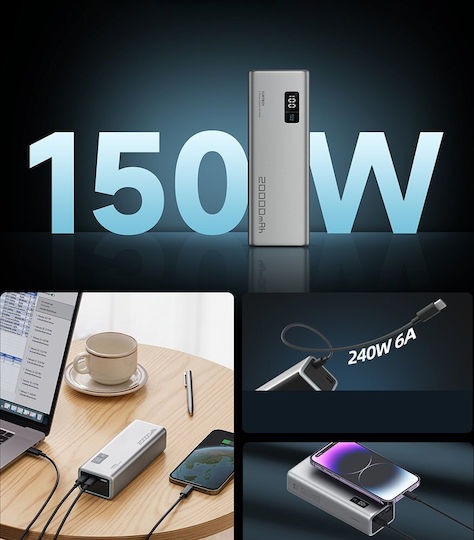 Cuktech P+Series No. 15 Power Bank 20000mAh 150W με Θύρα USB-A Γκρι - Image 3