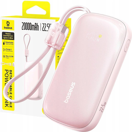 Baseus EnerFill FC21 QPow3 Ultra Power Bank 20000mAh 22.5W με Θύρα USB-A Ροζ - Image 6
