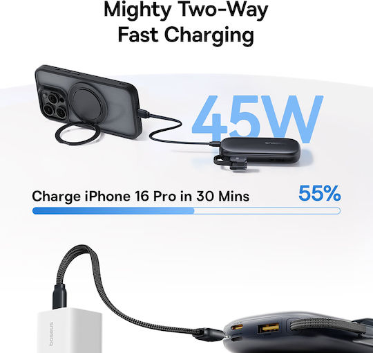 Baseus EnerFill FC21 QPow3 Ultra Power Bank 10000mAh 45W με Θύρα USB-A Μαύρο - Image 5