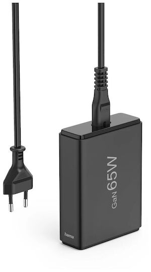 HAMA Βάση Φόρτισης GaN με 2 Θύρες USB-A και 2 Θύρες USB-C 65W Power Delivery σε Μαύρο χρώμα (00201979) - Image 2