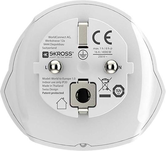 Skross World To Europe 16a Type E F 4000w Travel Adapter White - Image 2