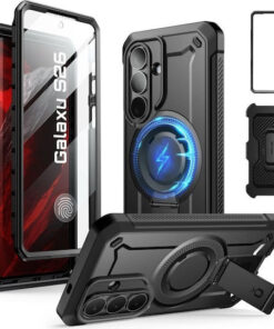 Supcase 360 Full Cover Σιλικόνης / Πλαστικό Σετ με Τζαμάκι Μαύρο (Galaxy S26)
