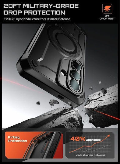 Supcase 360 Full Cover Σιλικόνης / Πλαστικό Σετ με Τζαμάκι Μαύρο (Galaxy S26+) - Image 3