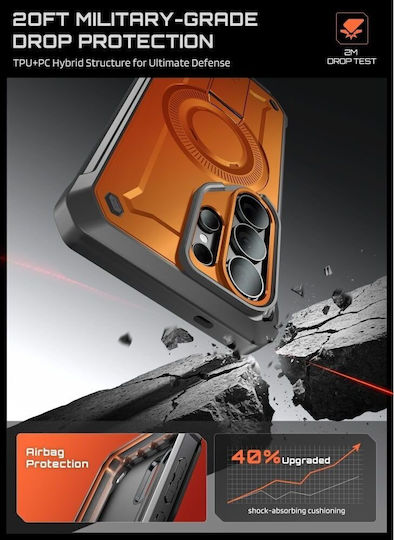 Supcase Unicorn Beetle Pro Mag 360 Full Cover Σιλικόνης / Πλαστικό Σετ με Τζαμάκι Πορτοκαλί (Galaxy S26 Ultra) - Image 3