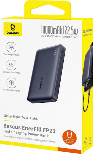 Baseus EnerFill FP21 Power Bank 10000mAh 22.5W με Θύρα USB-A και 2 Θύρες USB-C Power Delivery Μαύρο - Image 3