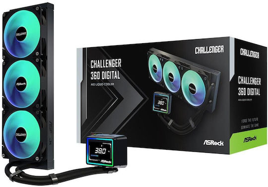 ASRock Challenger 360 Digital Υδρόψυξη Επεξεργαστή Τριπλού Ανεμιστήρα 120mm για Socket AM4/AM5/1700 με ARGB Φωτισμό - Image 3