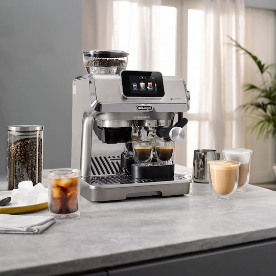 De'Longhi Αυτόματη Μηχανή Espresso Πίεσης 15bar με Μύλο Άλεσης Ασημί EC9455.M - Image 8