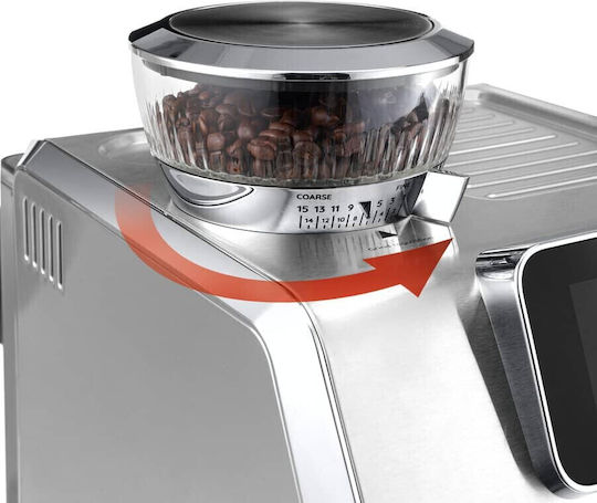 De'Longhi Αυτόματη Μηχανή Espresso Πίεσης 15bar με Μύλο Άλεσης Ασημί EC9455.M - Image 12