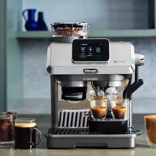 De'Longhi Αυτόματη Μηχανή Espresso Πίεσης 15bar με Μύλο Άλεσης Ασημί EC9455.M - Image 9