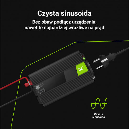 Green Cell Inverter Αυτοκινήτου Καθαρού Ημιτόνου 1000W για Μετατροπή 24V DC σε 230V AC με 1xUSB - Image 4