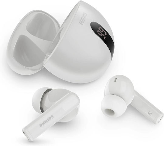 Philips TAT2520WT In-ear Bluetooth Handsfree Ακουστικά με Αντοχή στον Ιδρώτα και Θήκη Φόρτισης Λευκά