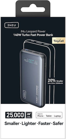 Iniu P64-P1 Power Bank 25000mAh 140W με Θύρα USB-A και 2 Θύρες USB-C Μαύρο - Image 5