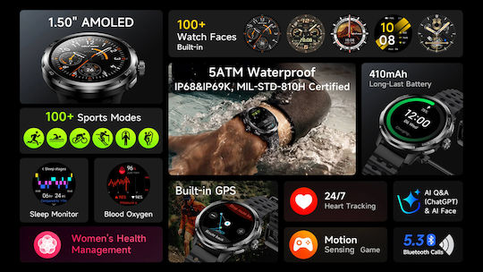 Ulefone Armor Watch Pro 48mm με Παλμογράφο (Μαύρο) - Image 7