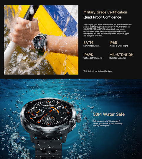 Ulefone Armor Watch Pro 48mm με Παλμογράφο (Μαύρο) - Image 8