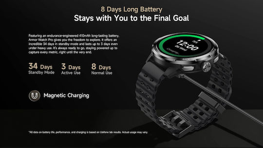 Ulefone Armor Watch Pro 48mm με Παλμογράφο (Μαύρο) - Image 11