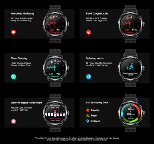 Ulefone Armor Watch Pro 48mm με Παλμογράφο (Μαύρο) - Image 13