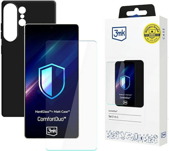 3MK Back Cover Tempered Glass / Σιλικόνης Σετ με Τζαμάκι Μαύρο (Galaxy S26 Ultra) - Image 2
