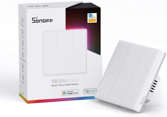 Sonoff T5EU3C Χωνευτός Διακόπτης Τοίχου Αφής Wi-Fi Διπλός με Πλαίσιο Λευκός - Image 9