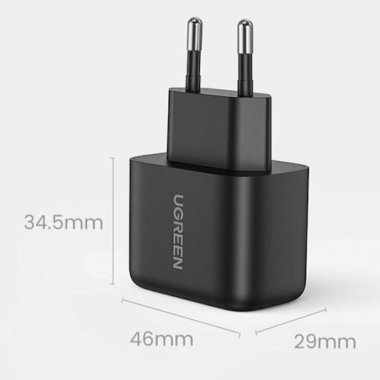 Ugreen Φορτιστής με Θύρα USB-C και Καλώδιο USB-C - USB-C 25W Power Delivery / Quick Charge 3.0 Μαύρος (Cd250) - Image 10
