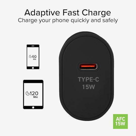 SBS Φορτιστής Χωρίς Καλώδιο με Θύρα USB-C 15W Power Delivery Μαύρος (TRC15W) - Image 2