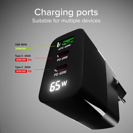 SBS Φορτιστής Χωρίς Καλώδιο με Θύρα USB-A και 2 Θύρες USB-C 45W Power Delivery Μαύρος - Image 3