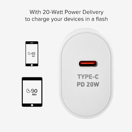 SBS Φορτιστής Χωρίς Καλώδιο με Θύρα USB-C 20W Power Delivery Λευκός (TETR1CPD20) - Image 3