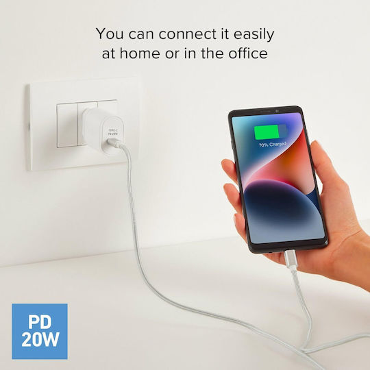 SBS Φορτιστής Χωρίς Καλώδιο με Θύρα USB-C 20W Power Delivery Λευκός (TETR1CPD20) - Image 4