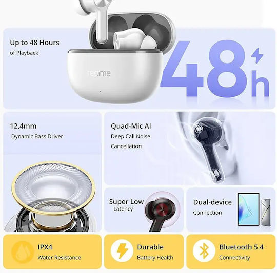 Realme Buds T200 Lite Bluetooth Handsfree Ακουστικά με Αντοχή στον Ιδρώτα και Θήκη Φόρτισης Storm Grey - Image 5