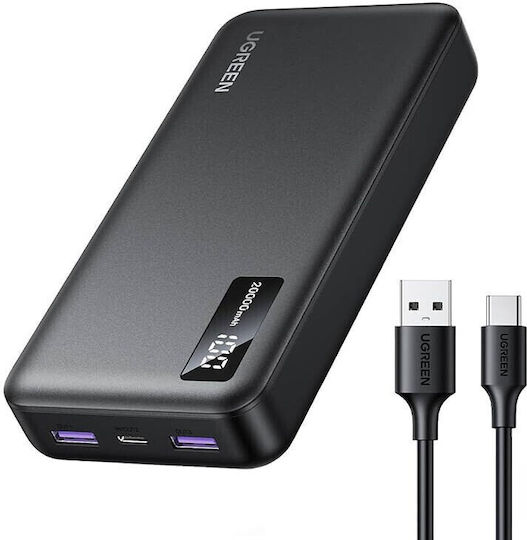 Ugreen PB312 Power Bank 20000mAh 20W με 2 Θύρες USB-A και Θύρα USB-C Μαύρο - Image 4