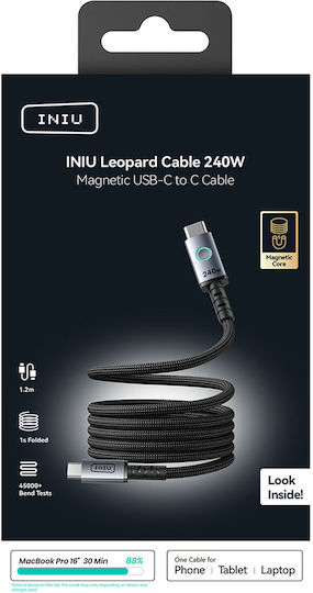 Iniu Leopard Power Cable 5a Magnetic Usb-c To Usb-c 1.2m Pd 240w Black - Image 5