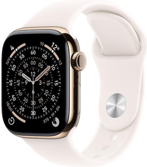 Apple Watch Series 11 Cellular Titanium 42mm Αδιάβροχο με eSIM και Παλμογράφο (Gold Titanium Case with Light Blush Sport Band - S/M) - Image 3